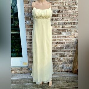 Vintage 90s Pastel Yellow Rosette Back Formal Prom Dress Size 2